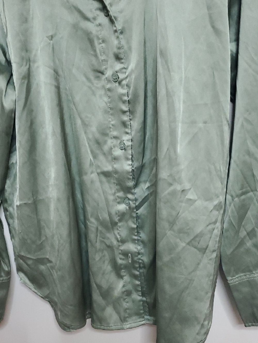 Silky Sage Green Button-Down Blouse - Picture 3 of 5